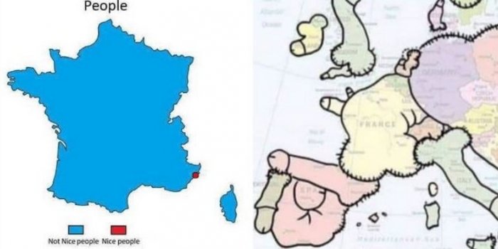 Humour : les cartes de France vues d'une mani&egrave;re dr&ocirc;le et insolite !